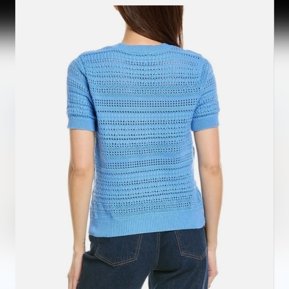 Nanette Lepore Textured Blue Cardigan with Subtle Pink Accents - Picture 10 of 10